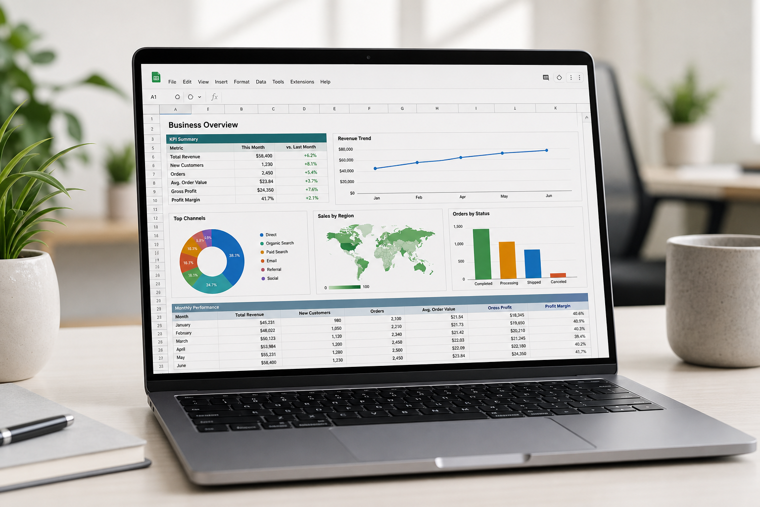 Outil de management professionnel sur Google Sheets